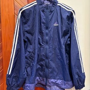 Vintage Adidas Y2K Flag Tag Navy Blue Windbreaker Jacket